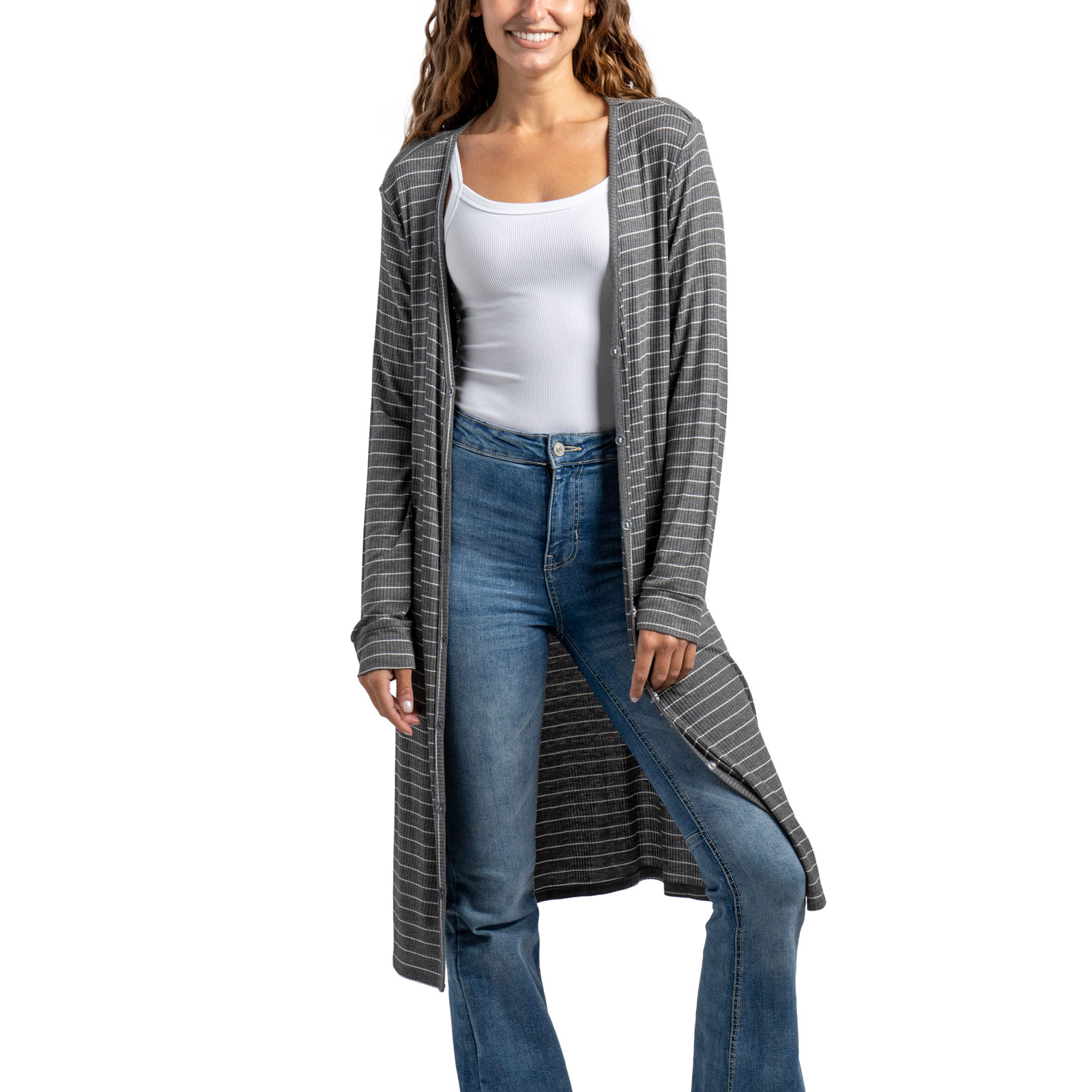 THEREDTHREAD tail long cardigan グレー THEREDTHREAD / ザレッドスレッド】S tail cardigan long
